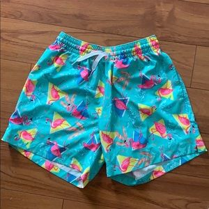 M Chubbies flamingo swim trunks
